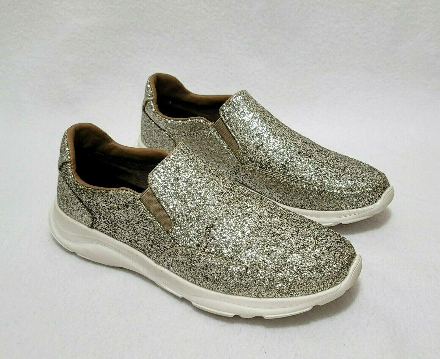 Joy & Mario Womens Shoes Slip On Glitter Gold Sneakers Size US 8 - SVNYFancy