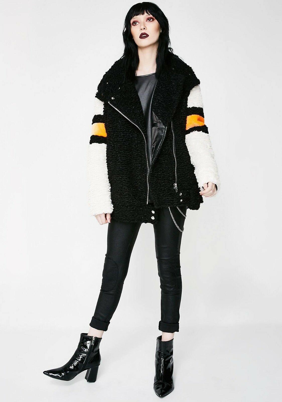 Blank NYC Black Faux Fur THE FUZZ COAT Teddy Bear Jacket Size M - SVNYFancy