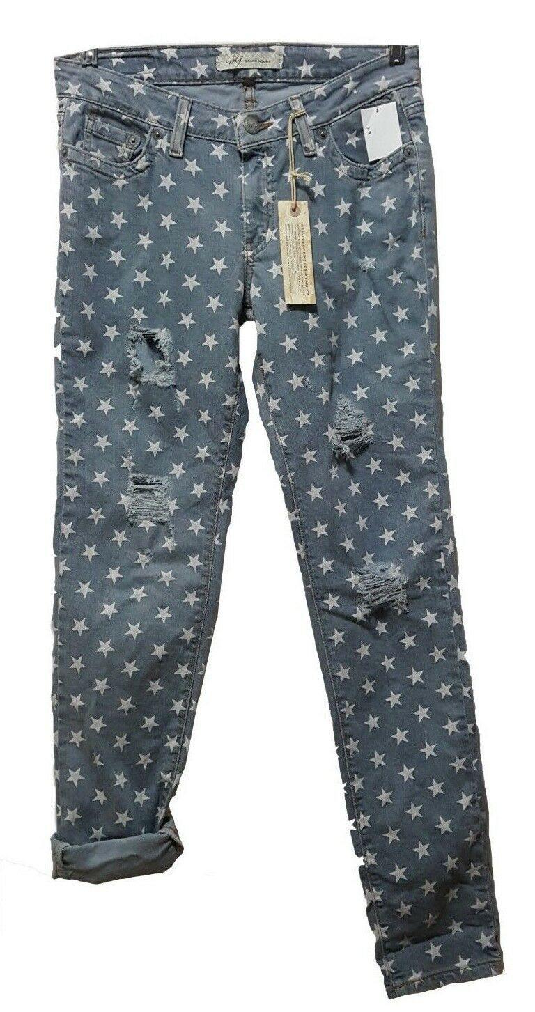 M2F Brand Denim Womens Blue Star Washed Distressed Stretch Slim Skinny Jeans 28 - SVNYFancy