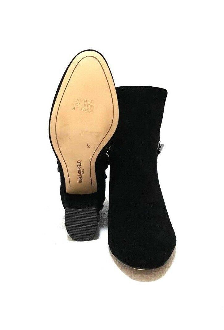 KARL LAGERFELD Black Suede Ankle Boots Size 6 - SVNYFancy