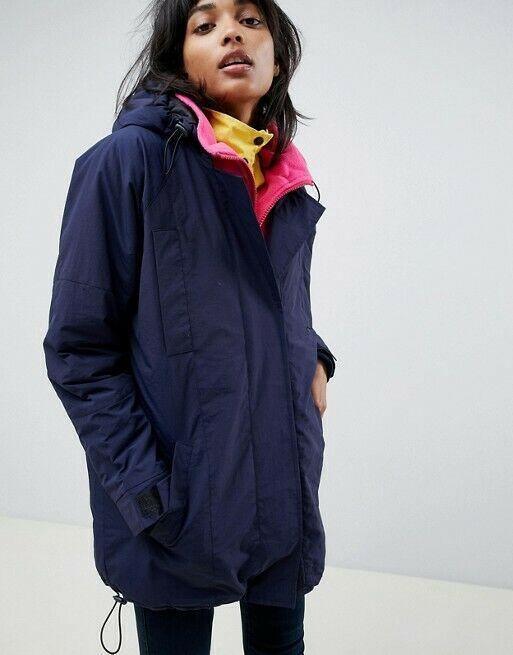 ASOS DESIGN Womens Oversized Layered Coat Jacket Blue Pink Yellow Size US 6 - SVNYFancy