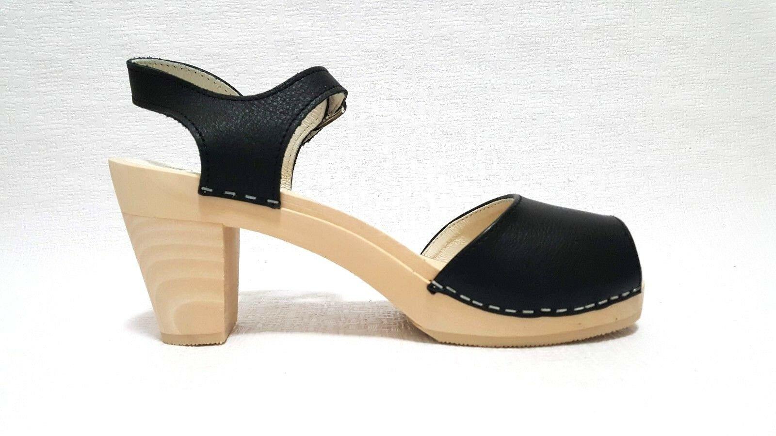 Maguba Of Sweden Bologna Women's Clogs Wooden Sandals Shoes Black Size 41 - SVNYFancy