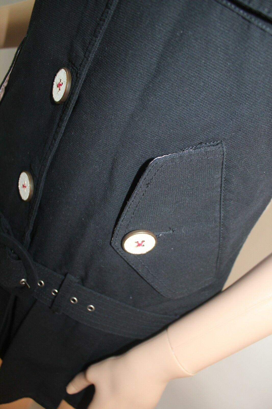 TROVATA Black Cuffed Short Sleeve Mini Lined Drop-Waist Dress Size M - SVNYFancy