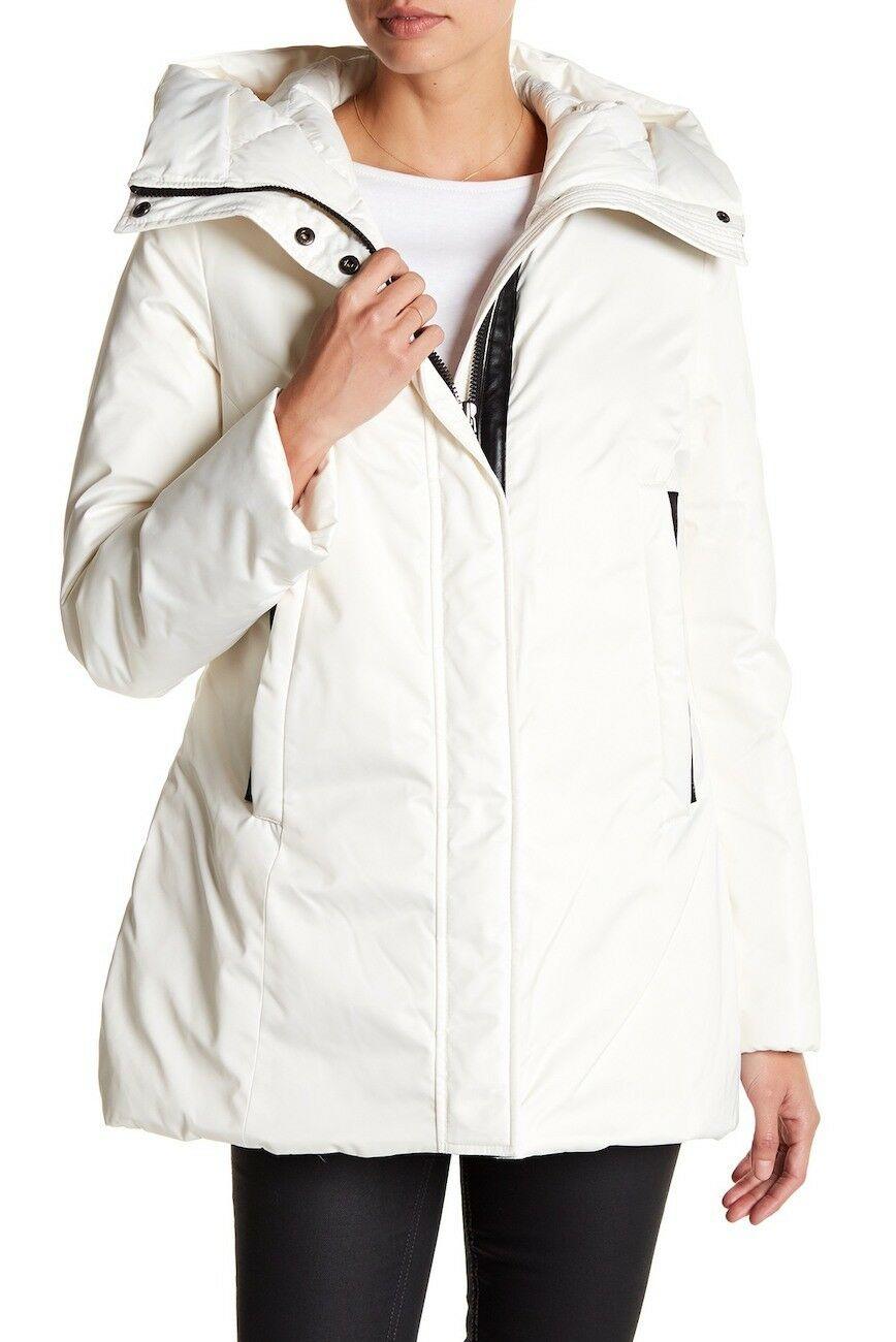 Dawn Levy Vicky White Down Puffer Hooded Winter Coat Parka  Size Large - SVNYFancy