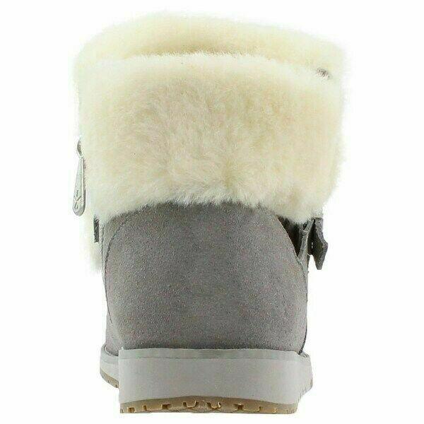 EMU Australia Oxley Fur Cuff Womens Ankle Boots, Gray/White Size US 7 - SVNYFancy