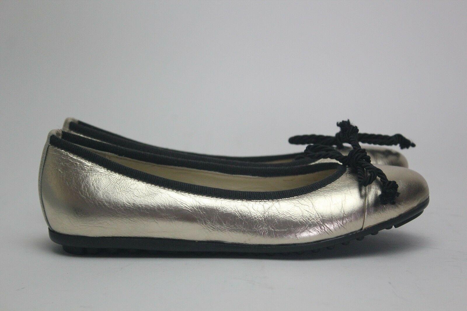 Vivi G Womens Metallic Gold Leather Ballet Flats Shoes Size 36 Made in Italy - SVNYFancy