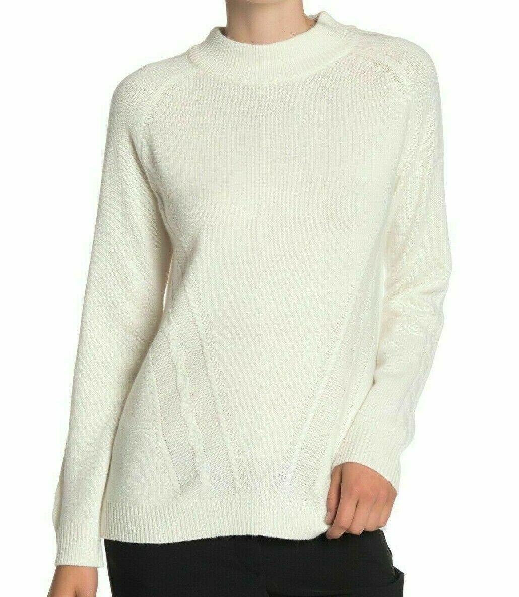 Nanette Lepore Womens Cashmere Cable Knit Sweater Cannoli Cream Size L - SVNYFancy