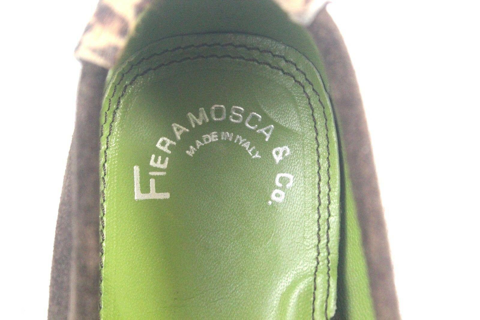 Fieramosca & Co Suede Leopard Calf Hair Moccasin Loafer Flat Women Shoes Sz 5.5 - SVNYFancy