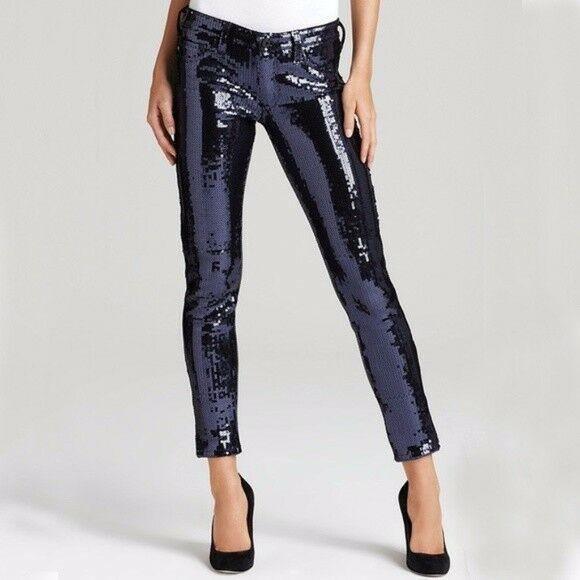 AG Adriano Goldschmied Navy Sequin Ankle Leggings Pants Jeans Size 27 - SVNYFancy