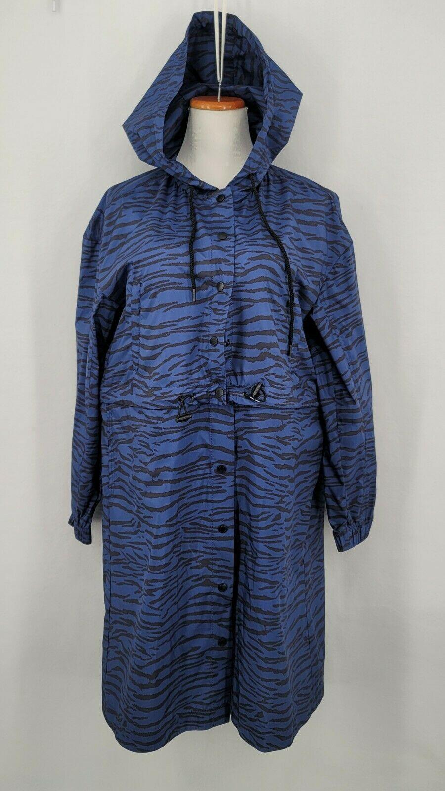 DKNY Womens Blue Convertible Raincoat Hooded Windbreaker Coat Jacket Size S - SVNYFancy