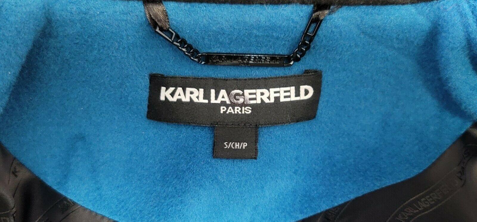 Karl Lagerfeld Women's Classic Elegant Coat Blue Wool Bland Coat Size S - SVNYFancy