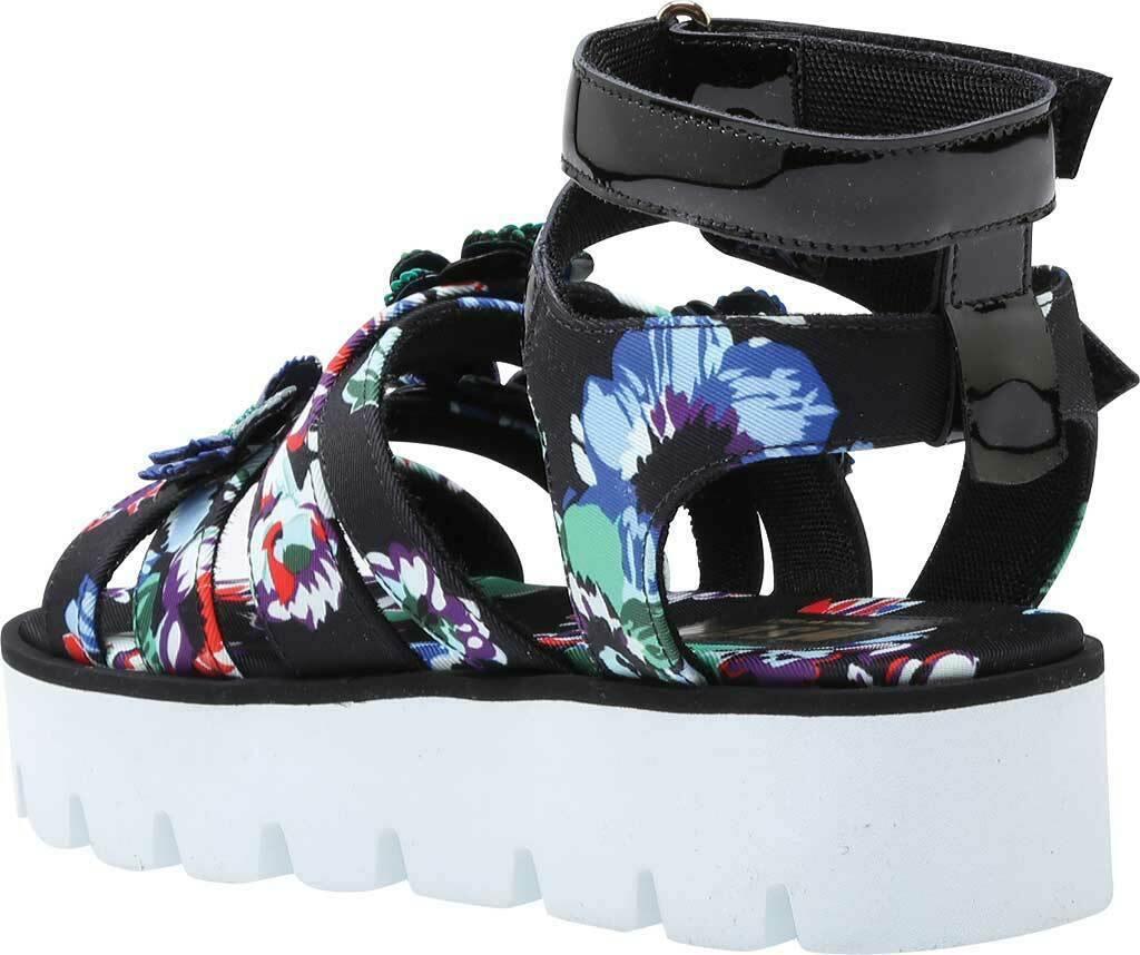 MSGM Women's Fashion Black Embroidered Lug Sole Floral Sandals Size EU 39  Italy - SVNYFancy