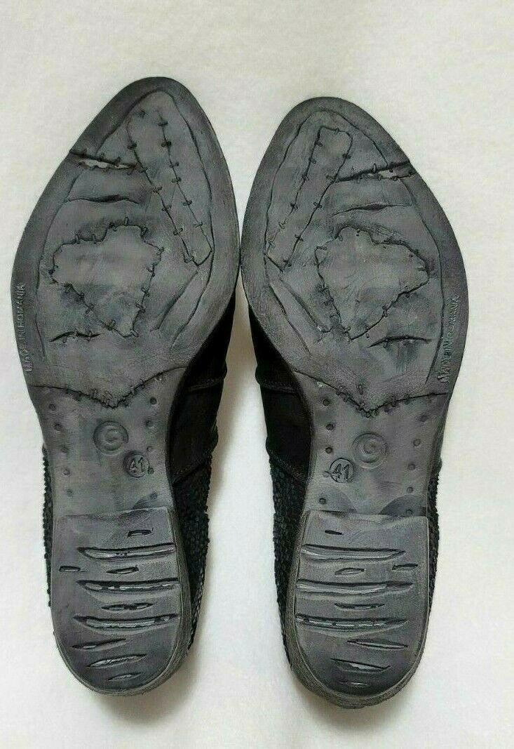 Khrio Black Animal Snake Textured Leather Low Heel Loafer Slip on Shoes Size 41 - SVNYFancy