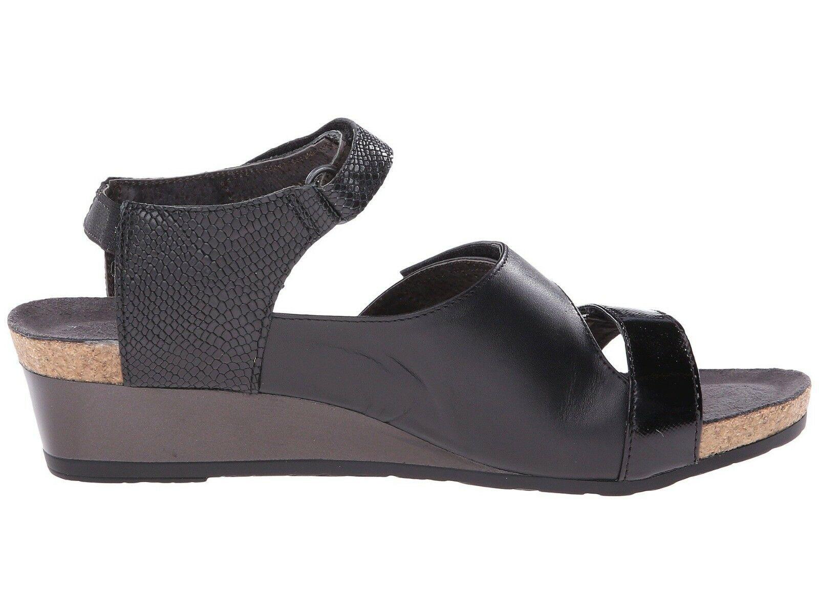 Naot Goddess Women Sandals Black Leather Shoes Wedge Platform Size EUR  42 - SVNYFancy