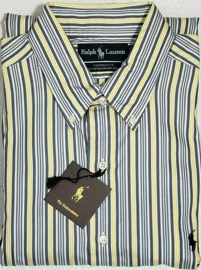 Ralph Lauren Mens Yarmouth 100% Cotton Oxford Striped Dress Shirt 16/5 34/35 - SVNYFancy