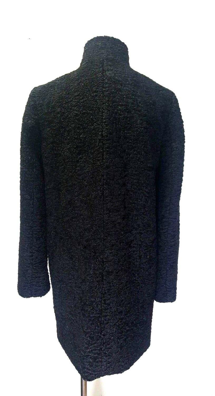 Kenneth Cole Women's Black Cozy Faux Astrakhan Fur Coat Jacket Size M - SVNYFancy