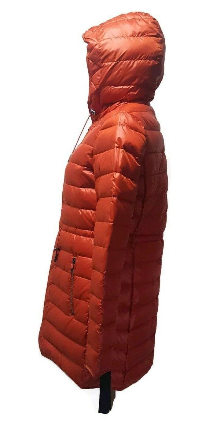 Kenneth Cole Women's Packable Puffer Coat with Cinch Waist Orange Size M - SVNYFancy