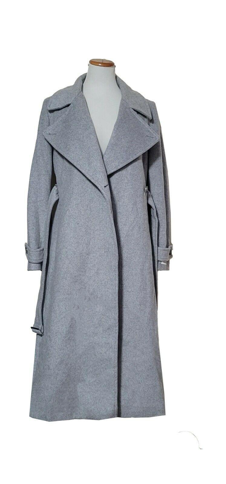 Calvin Klein Wool Blend Trench Wrap Maxi Coat with Side Splits Size 12 - SVNYFancy