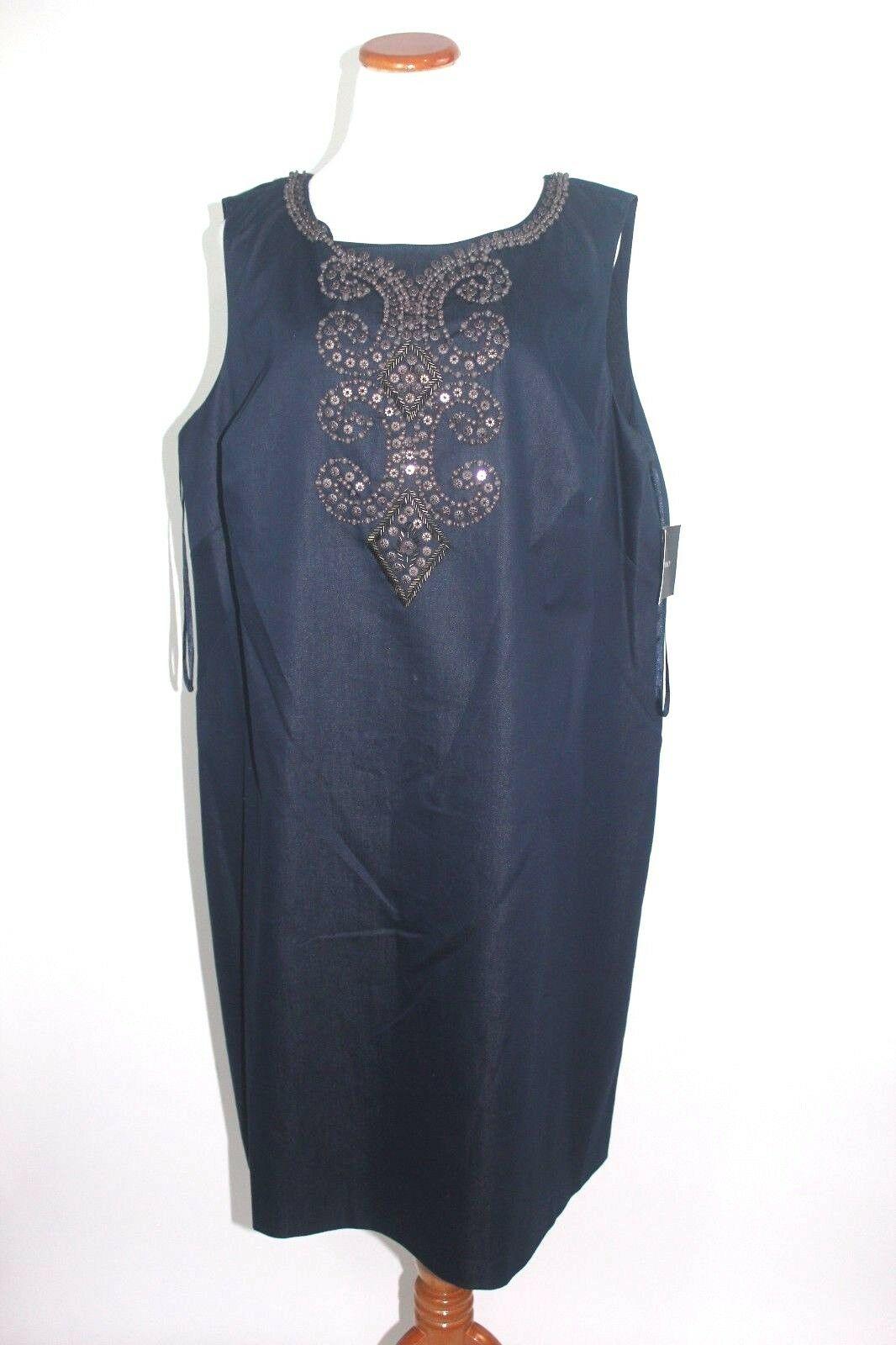 Ellen Tracy Women's Plus Size Sleeveless Dress Dark Blue Size 24W - SVNYFancy