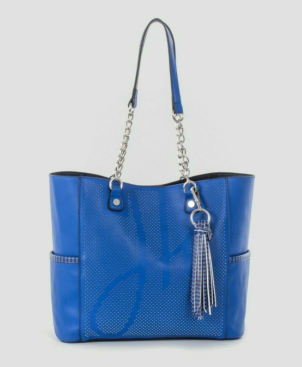 JOSEPH RIBKOFF Valencia Cobalt Blue Faux Leather Tote Bag Chain Handle 191956 - SVNYFancy
