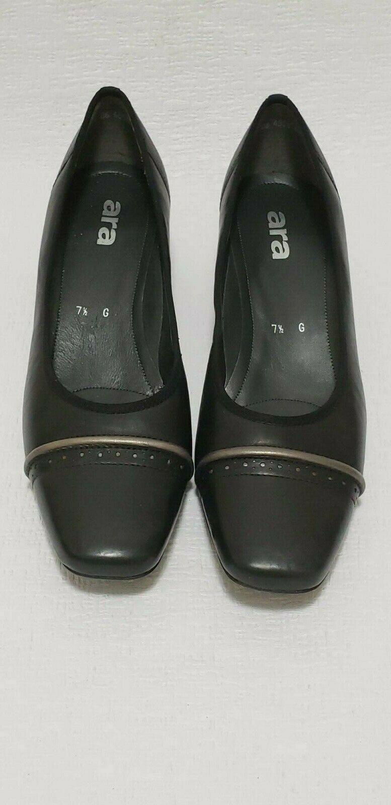 ARA Roma 34846-08G Pumps Classic Casual Shoes Black Leather US 10 G Normal Wide - SVNYFancy