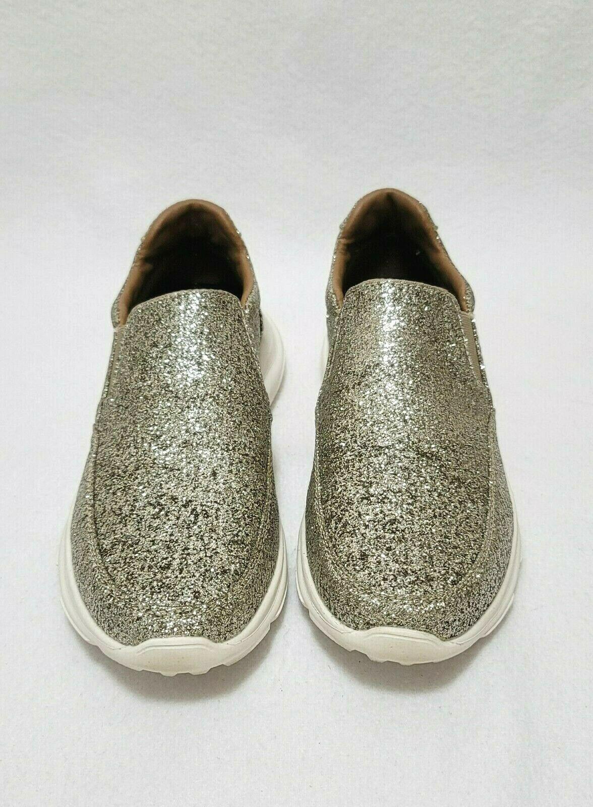 Joy & Mario Womens Shoes Slip On Glitter Gold Sneakers Size US 8 - SVNYFancy