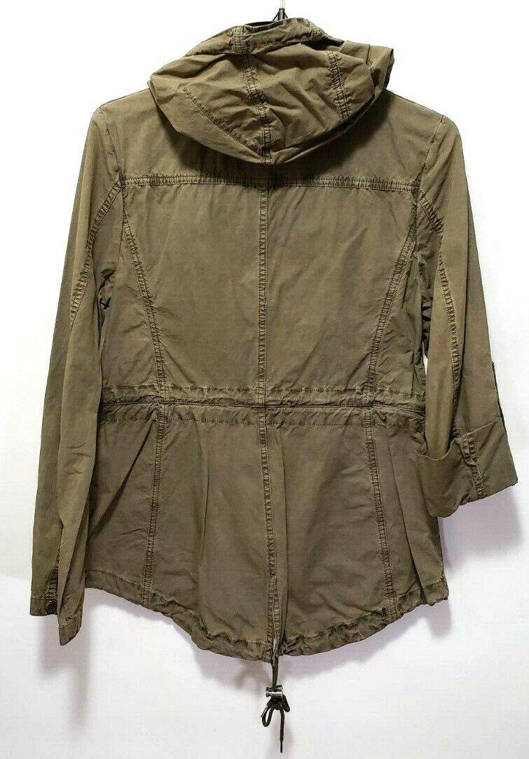 Levi's Green Drawstring Military Jacket Light Weight Parka w/ Roll Up Sleeve S - SVNYFancy
