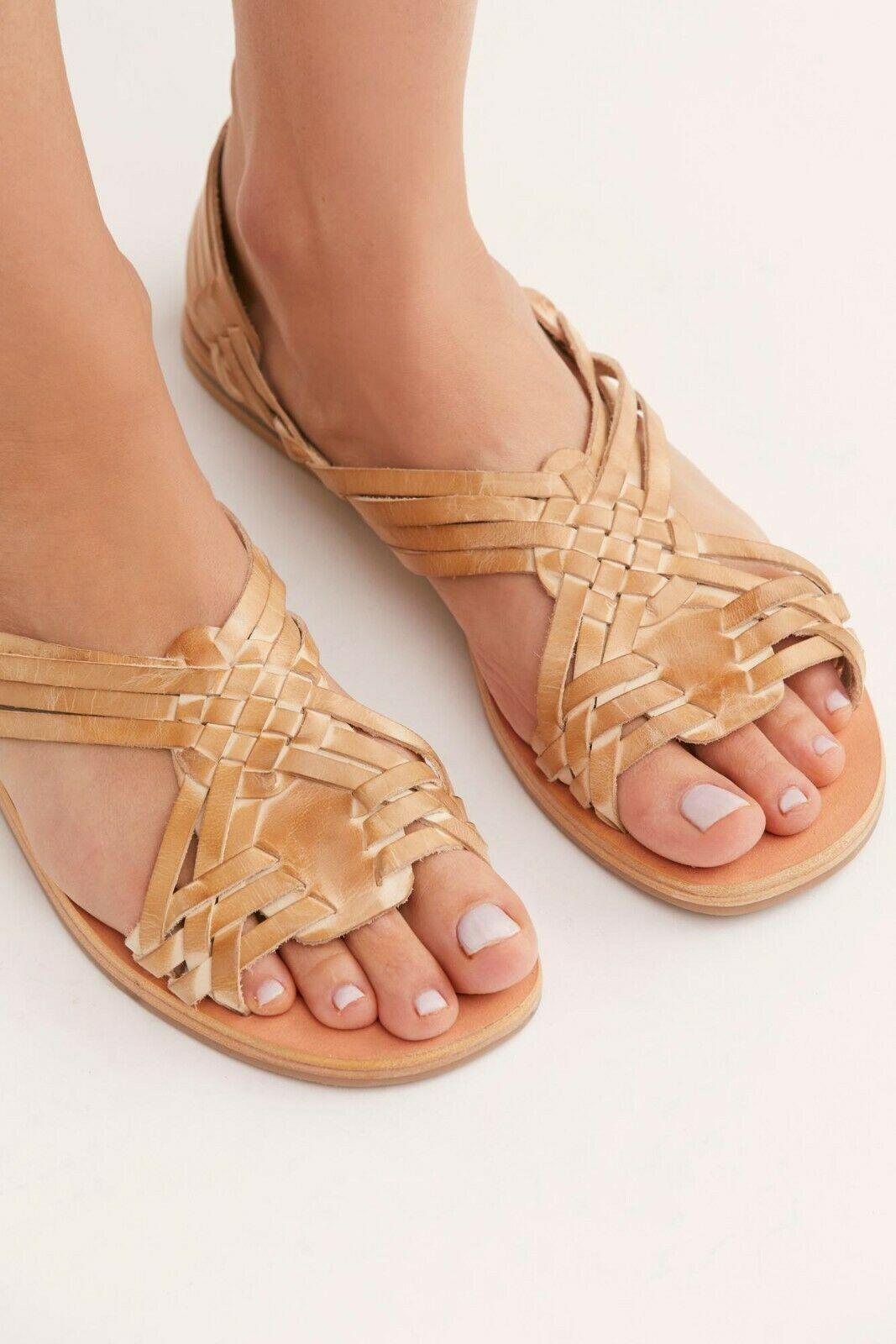 Free People Womens San Juan Huarache Tan Flat Sandals Sz 40 US 10 - SVNYFancy