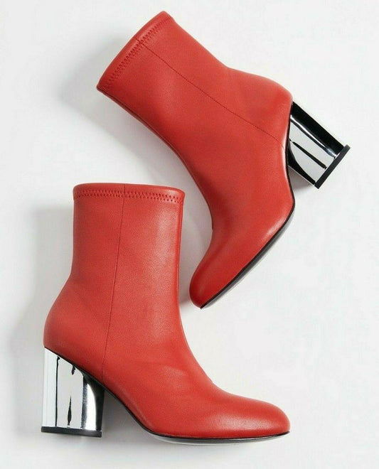 Opening Ceremony Dylan Womens Stretch Leather Red Booties Size 37 - SVNYFancy