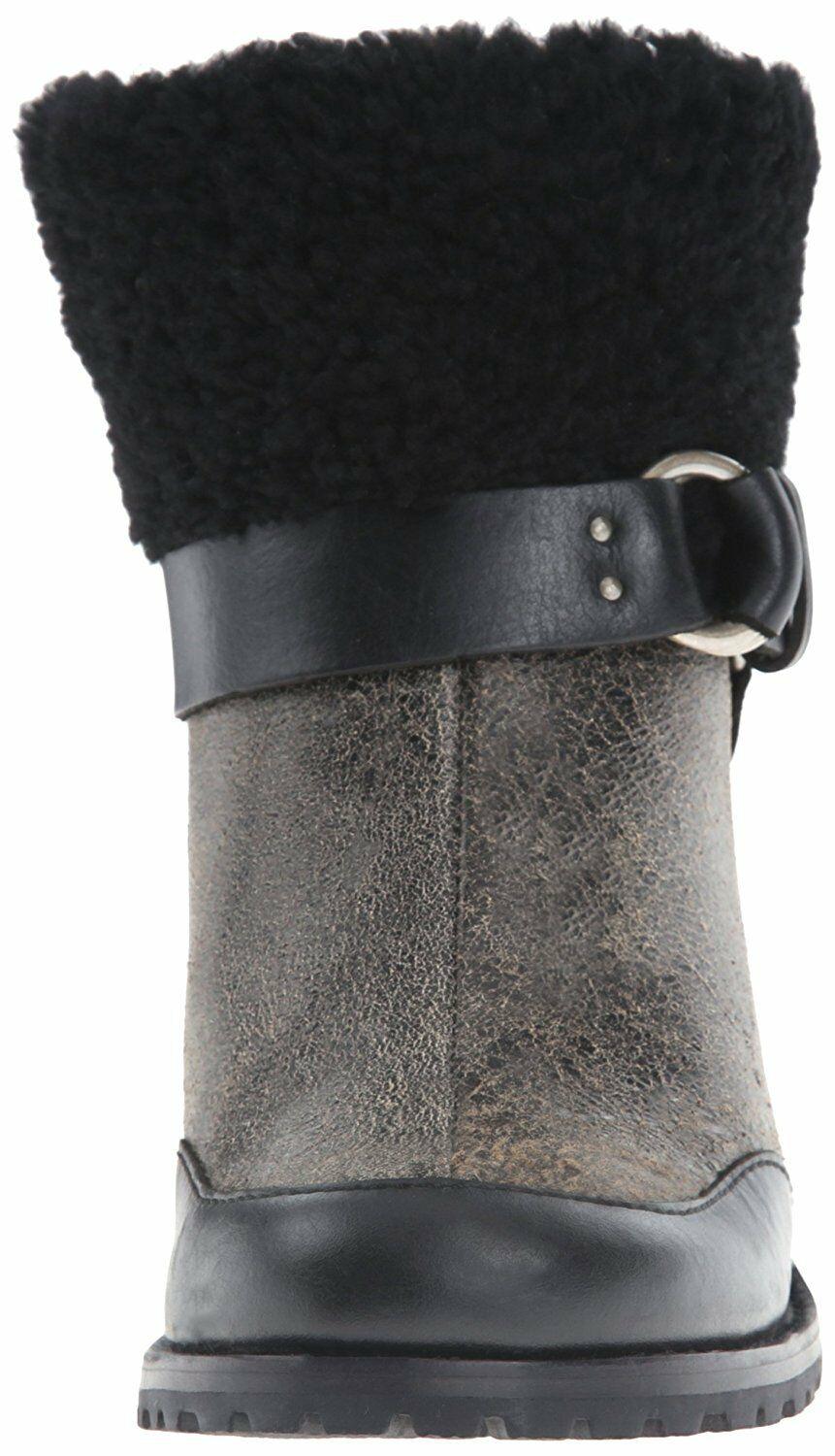 Woolrich Miss Alice Harness Boot Booties Black Crackle Leather Women's Sz 6 M - SVNYFancy