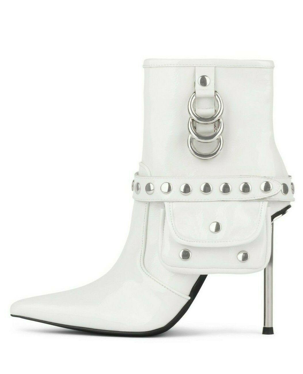 Jeffrey Campbell Stash White Crinkle Patent Leather Stiletto Ankle Boots  US 8 - SVNYFancy