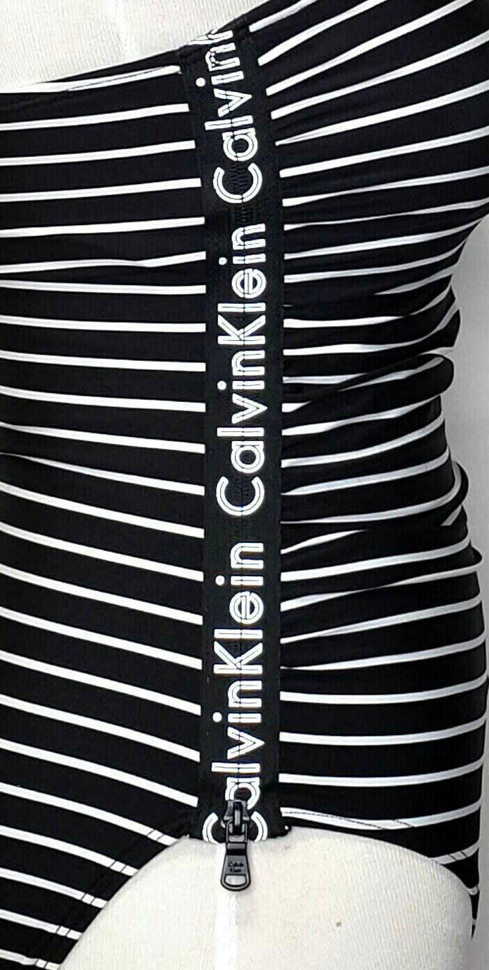 Calvin Klein Womens One Piece Swimsuit Reflectable Logo With Zip Swimwear Size 6 - SVNYFancy