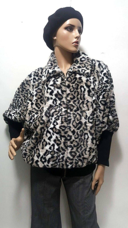 Skyes The Limit Faux Fur Animal Print Leopard Cheetah Coat Jacket Sz M - SVNYFancy
