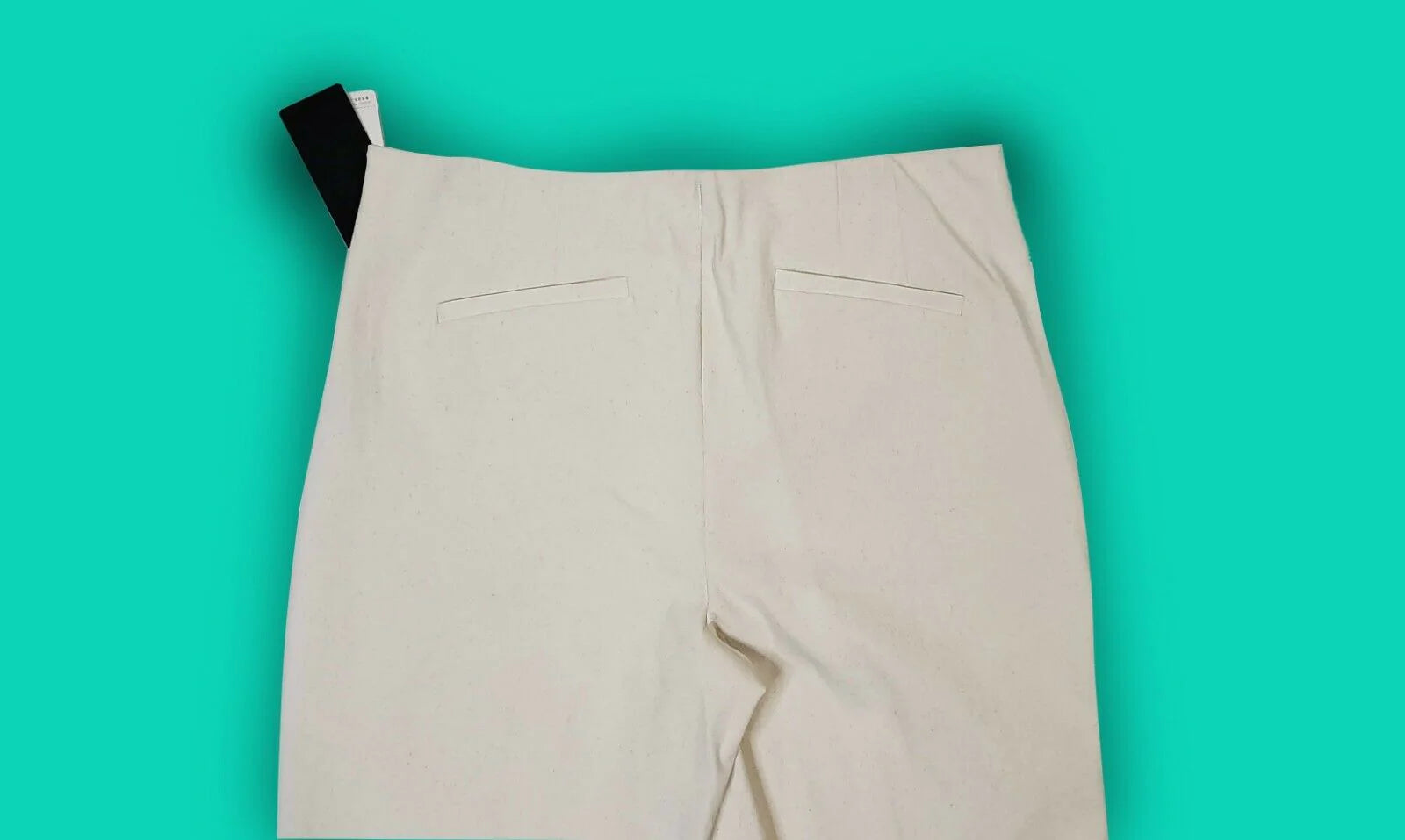 Donna Karan Luxe Ultra Stretch Canvas Cotton Ivory Pants Size 12 - SVNYFancy