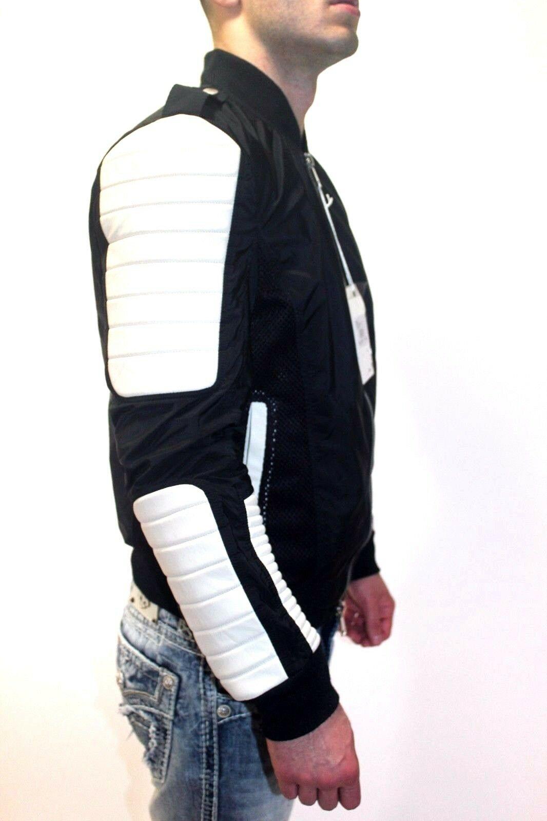 Yes London Mens Jacket Leather Quilted Details Moto Bomber Made In Italy - SVNYFancy