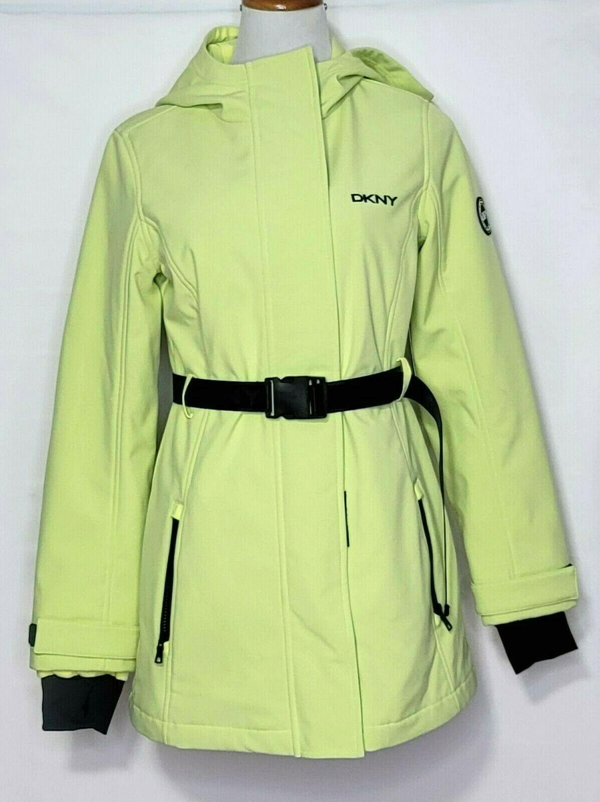 DKNY Sport Hooded Belted Ski Winter Jacket Green Yellow  Size S - SVNYFancy