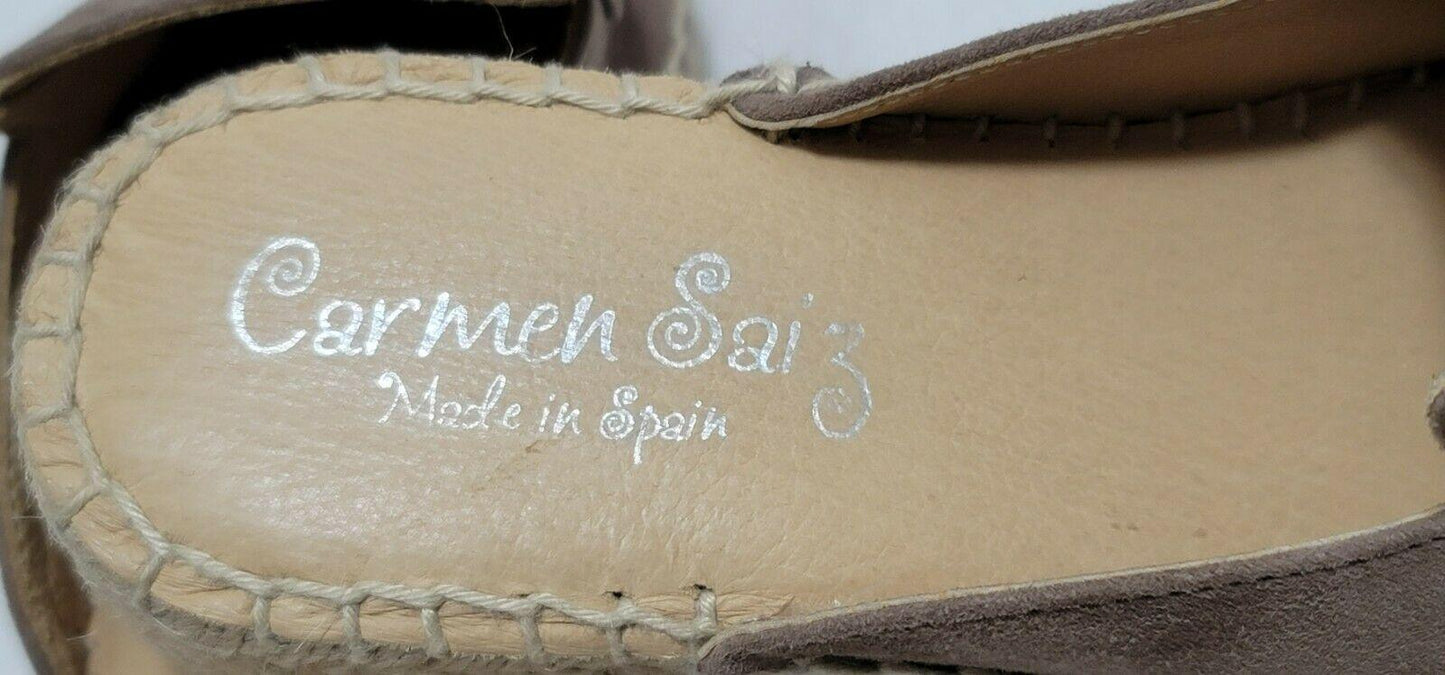 Carmen Saiz Suede Taupe Espadrille Silp On Mule Sandal Size EU 37 Made in Spain - SVNYFancy