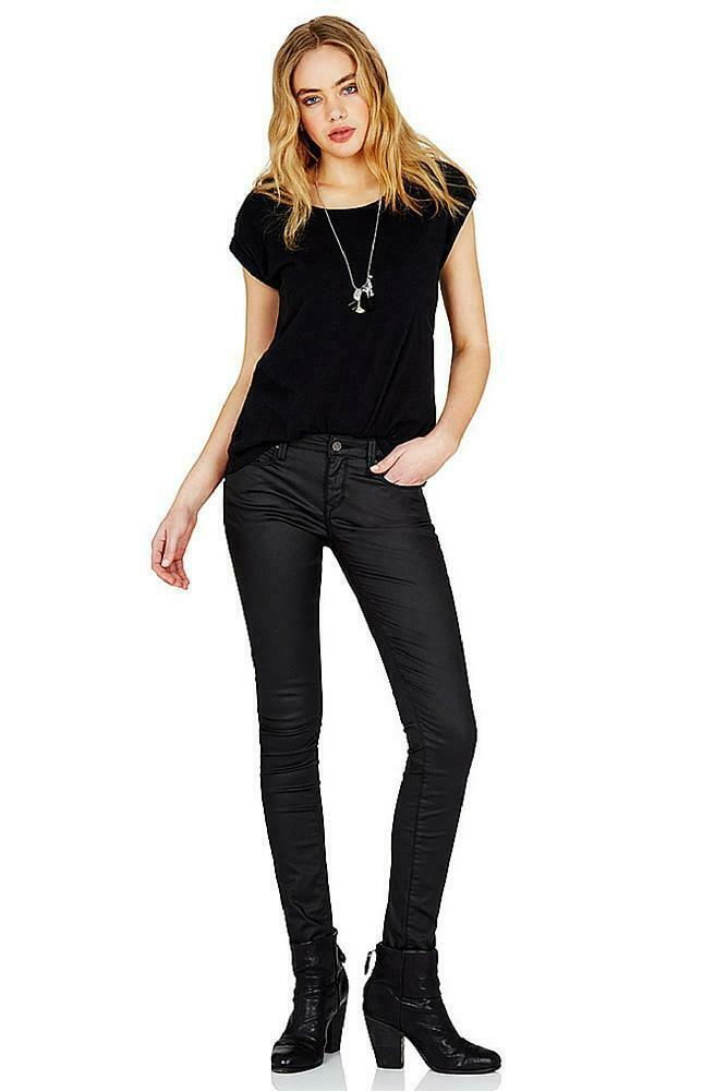 Mavi Alexa Skinny Mid Rise  Coated Jeans Black Size 27 - SVNYFancy