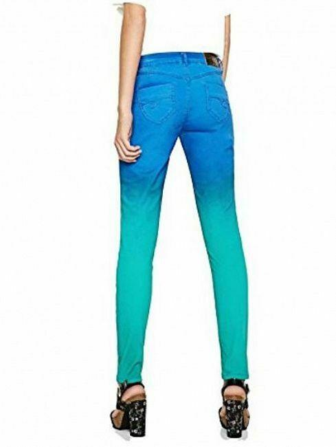 Desigual Exotic Jeans Skinny Jeans Ombre Stretch Slim Blue Green Size US 0 - SVNYFancy