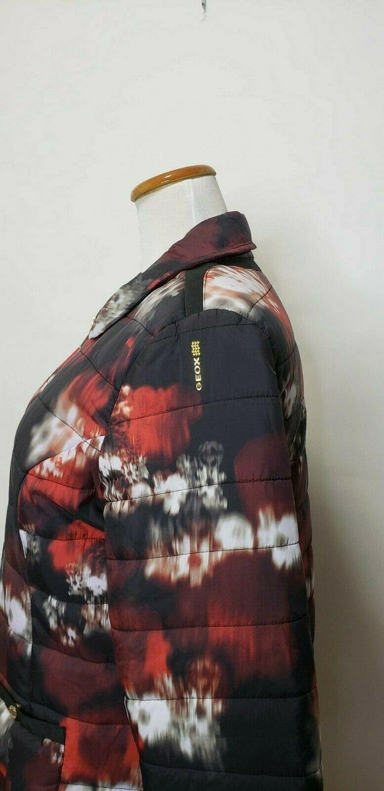Geox Respira Superlight Down Puffer Black Floral Print Padded Coat Size US 14 - SVNYFancy