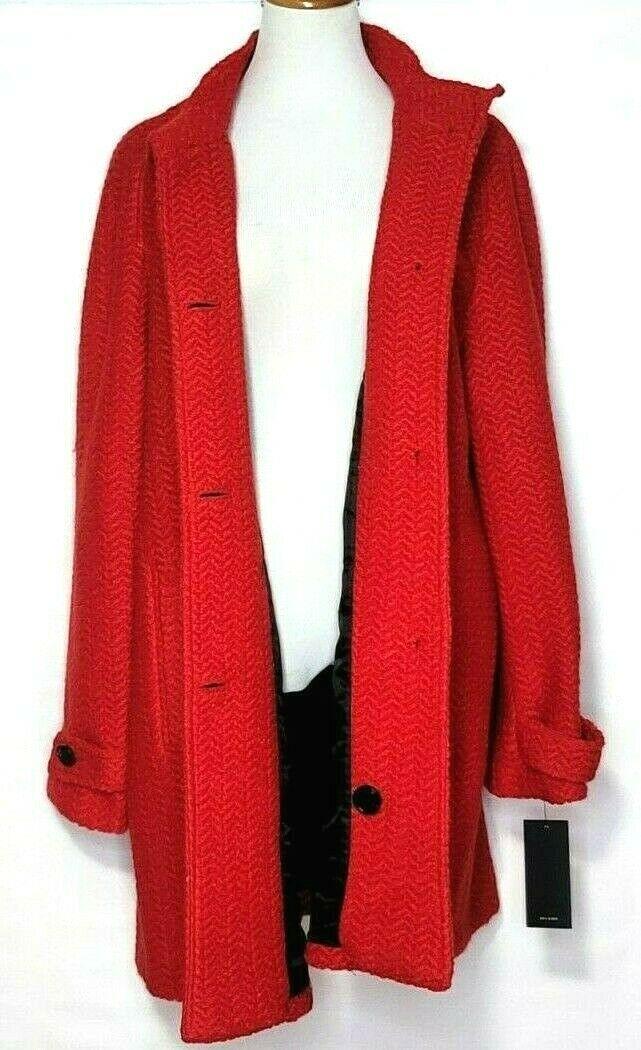 Jones New York Stand-Collar Red Coat wool blend - Size 14 - SVNYFancy