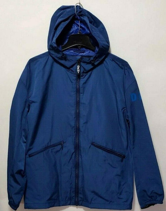DKNY Womens Blue Raincoat Jacket Hooded Logo Windbreaker Size M - SVNYFancy
