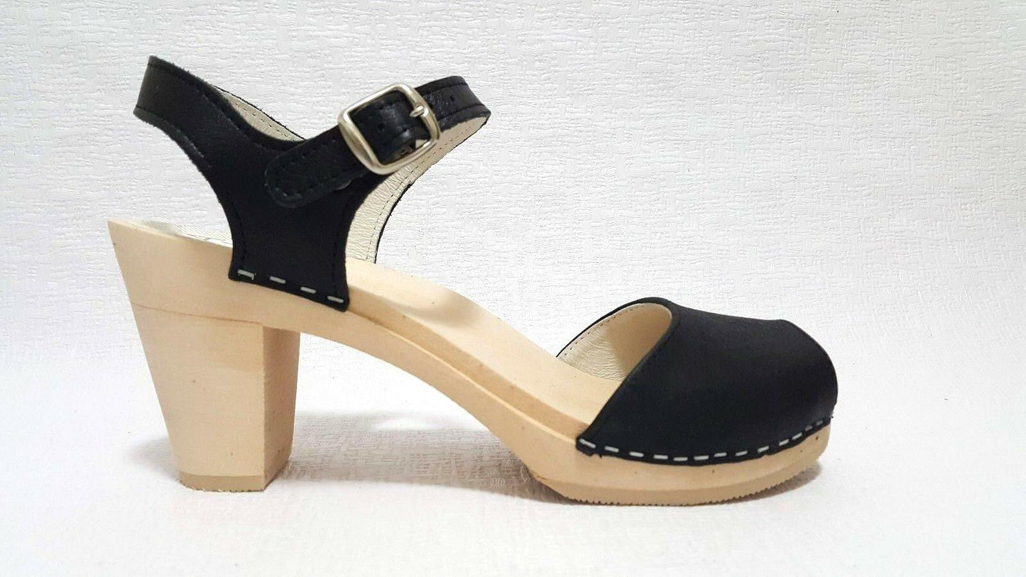 MAGUBA of SWEDEN Bologna Women's Clogs Wooden Sandals Shoes Black Size 40 - SVNYFancy