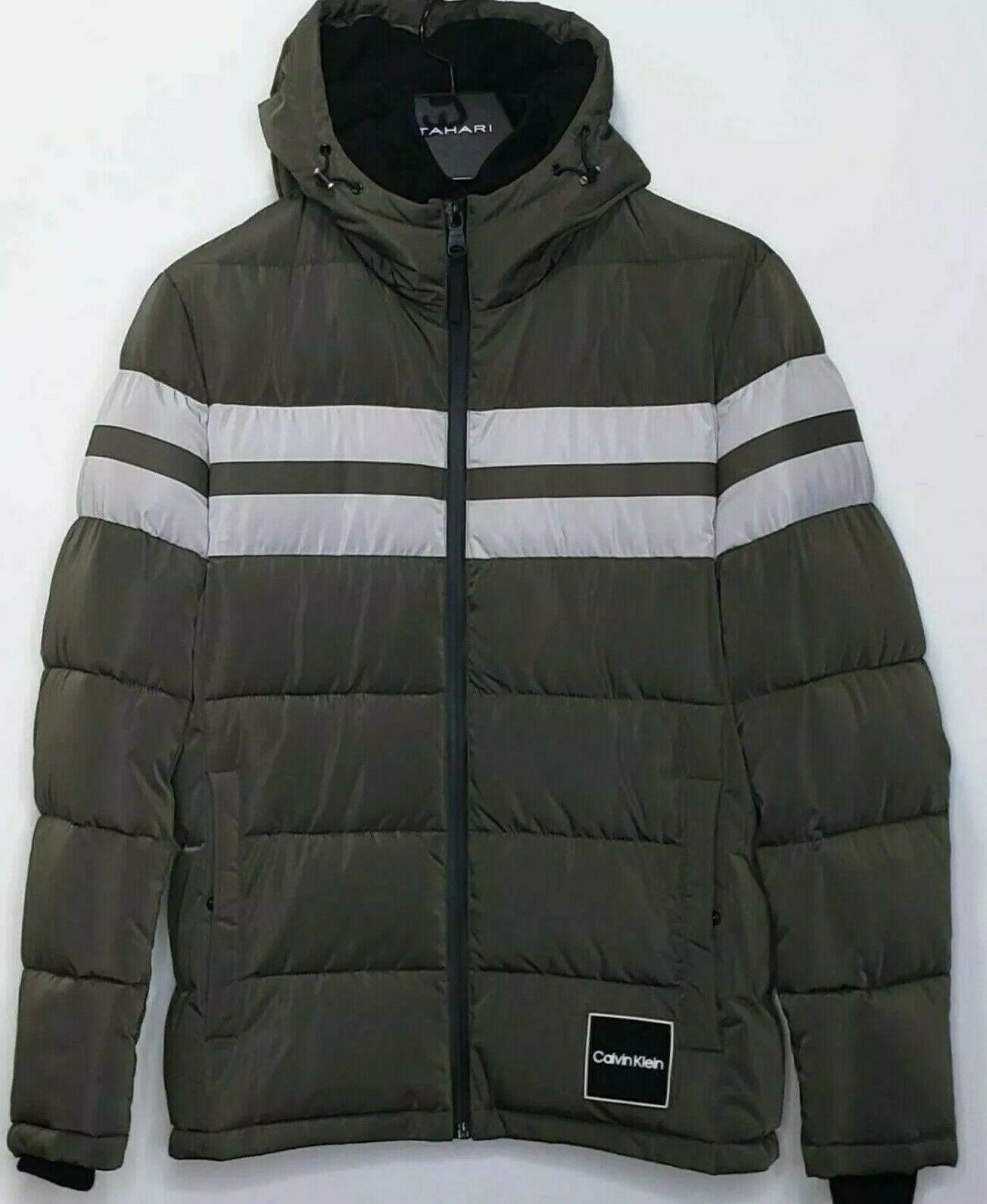 Calvin Klein Mens Water Resistant Green Hooded Puffer Winter Jacket  Size M - SVNYFancy