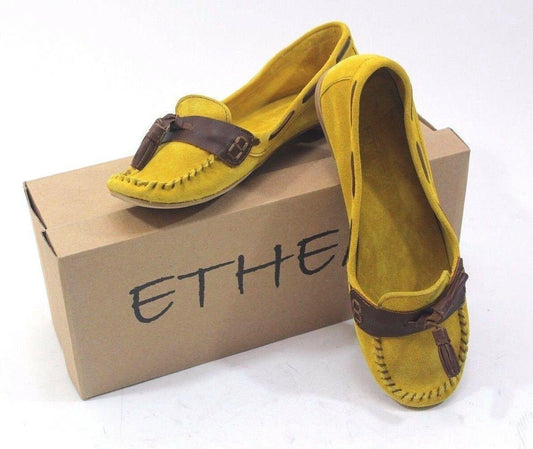 Ethem Renk Women Yellow Flats Shoes SUEDE AND LEATHER UPPER  Size  EU 39 - SVNYFancy