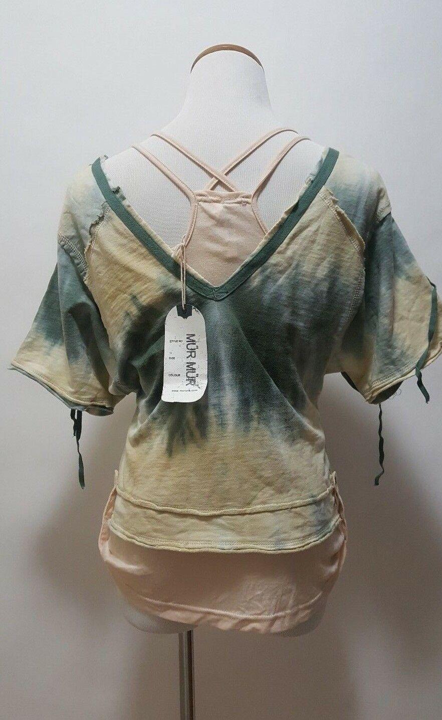 Mur Mur Womens Tank Top Shirt With Funky Details 2 pis. Yellow Green Size S - SVNYFancy