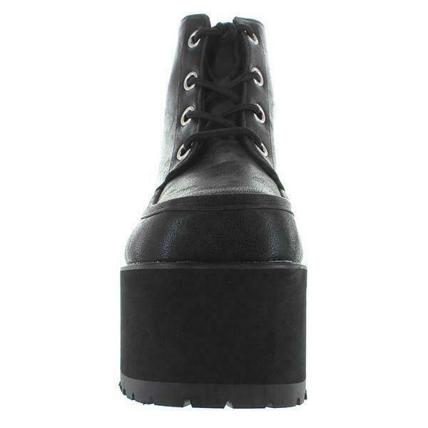 T.U.K. A8663L Tuk Ladies Shoes Black Distressed Vegan Leather Nosebleed Boot 6 - SVNYFancy