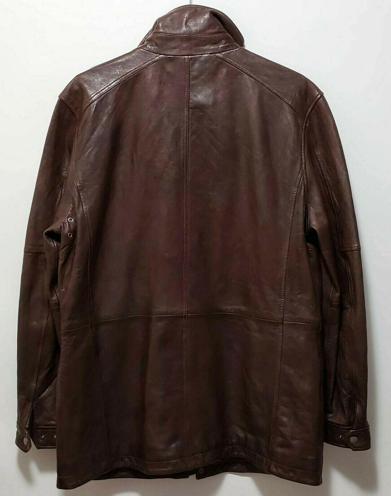 Andrew Marc Men's Leather Military Brown Jacket Size M - SVNYFancy