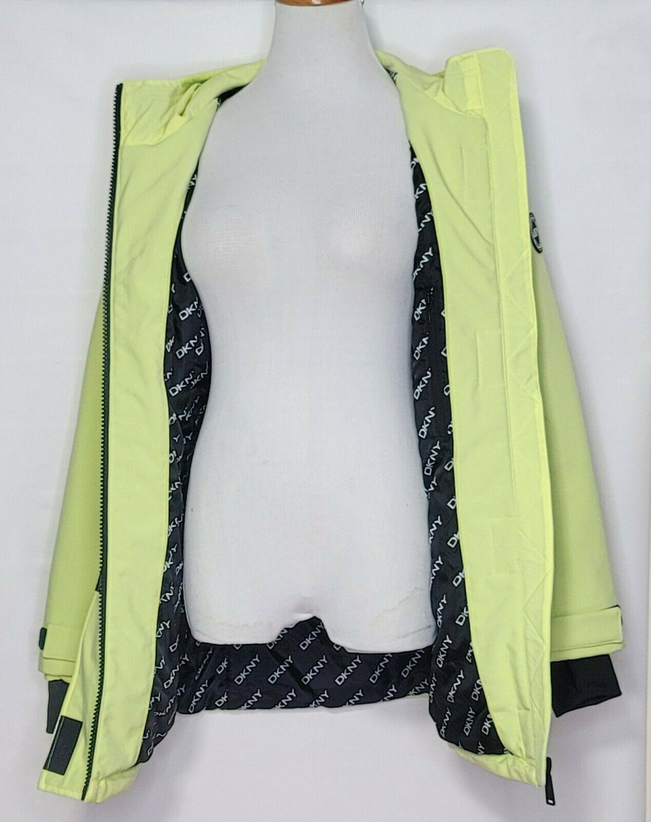 DKNY Sport Hooded Belted Ski Winter Jacket Green Yellow  Size S - SVNYFancy
