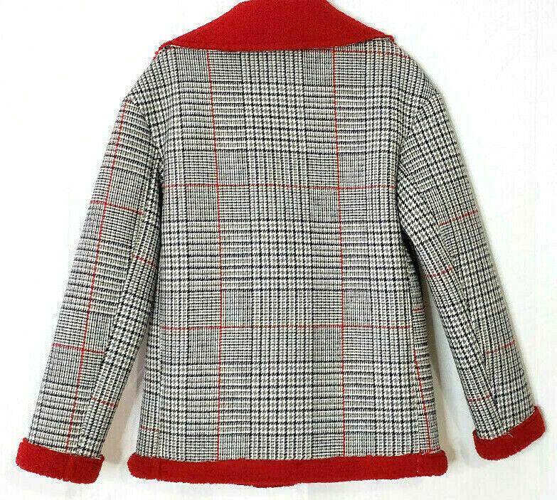 Womens Biker Moto Jacket Plaid Red Sherpa Lined Size S - SVNYFancy